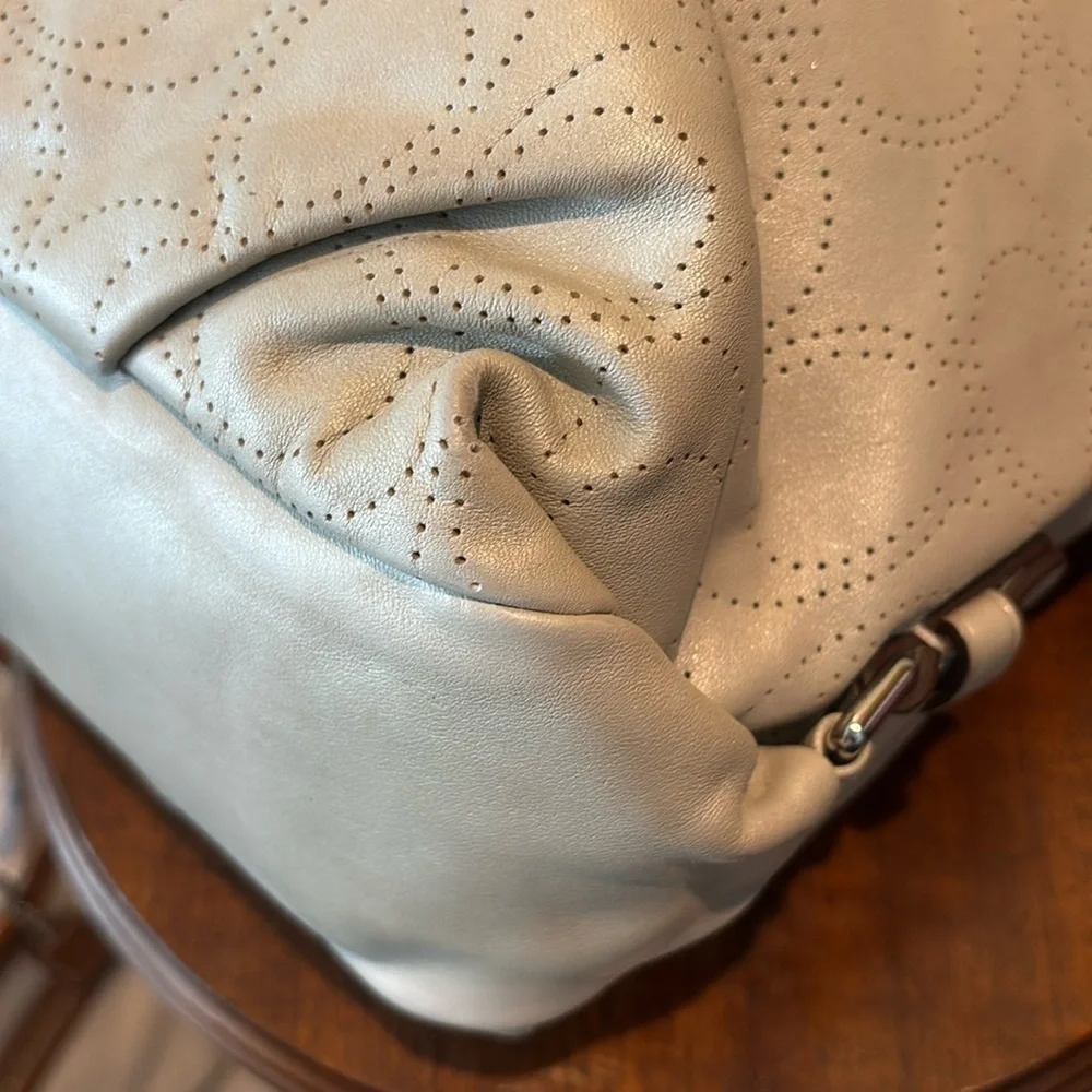 Coach   Brooke perforated, monogram leather convertible satchel shoulder bag EUC